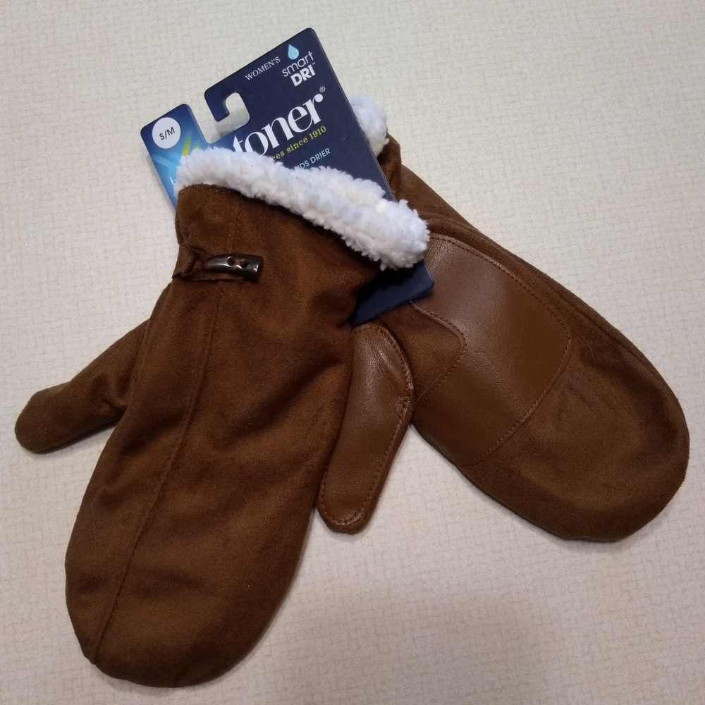 Brown suede Isotoner mittens